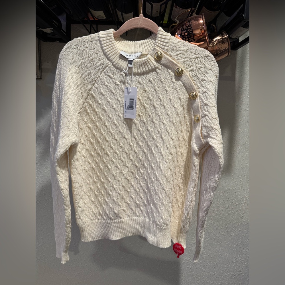 NWT Derek Lam Sawyer Long Sleeve Button Crew Neck Sweater